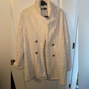 SHEIN white Faux Shearling Teddy Coat